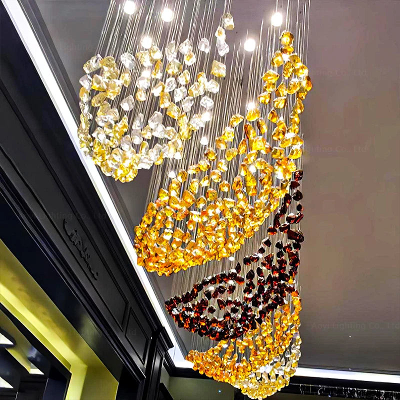NEW Arrivals Home Villa Staircase Living Room Ceiling Customized Modern Luxury Hotel Bar Lobby Pendant Light Glass Crystal with Adjustable Height Feature