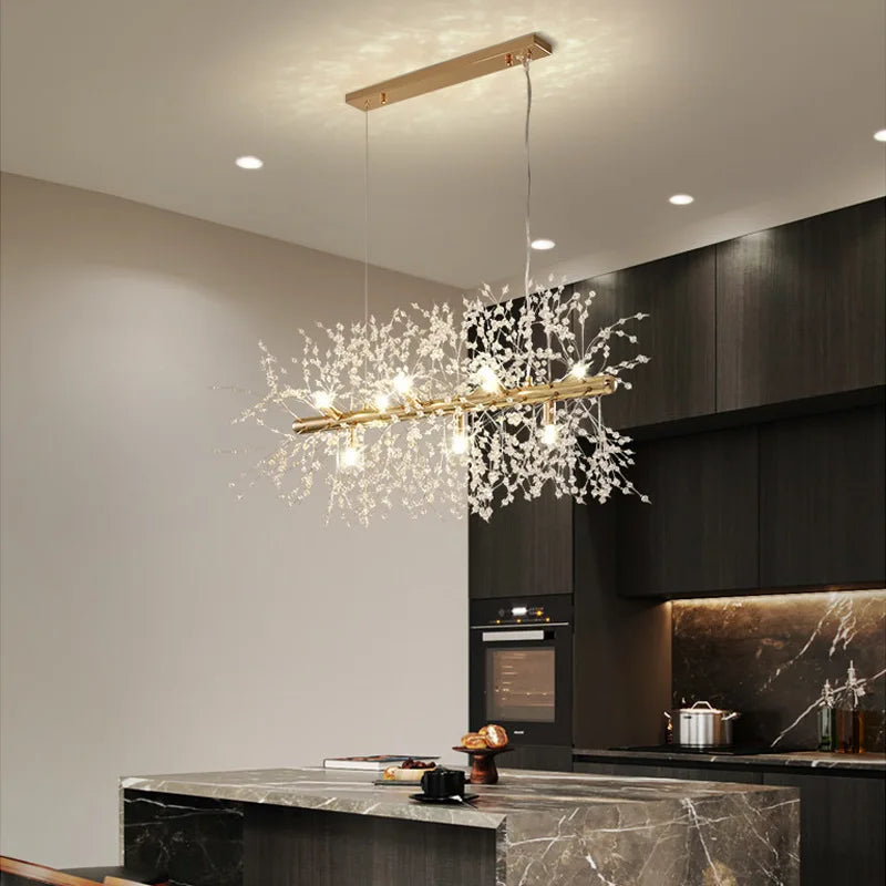 NEW Arrivals Home Villa Salon  Living Room Nordic Luxury Dandelion Crystal Chandelier Modern Bedroom Bar Counter Pendent Lamps Art Decorative Long Dining Table Hanging Ceiling Lights
