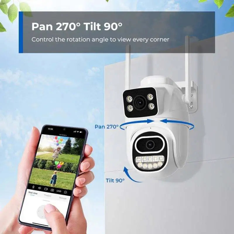 Home Villa Business Store 8MP Ai-Outlook Security Cameras for Home Industrial Use Full 360 Degrees Wireless IP Network Two-Way Audio NVR Data Storage Anti-Theft Security Systems