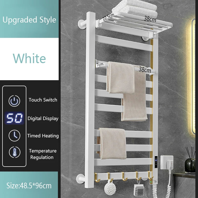 Modern Luxury Wall-Mounted Black/Gray/White Color Electric Heating Towel Rack Custom WI-FI Control Bathroom Towel Warmer Bath Towel Drying 2Y Warranty (After Sale Service: Online Technical Support) Home Hotels Use.