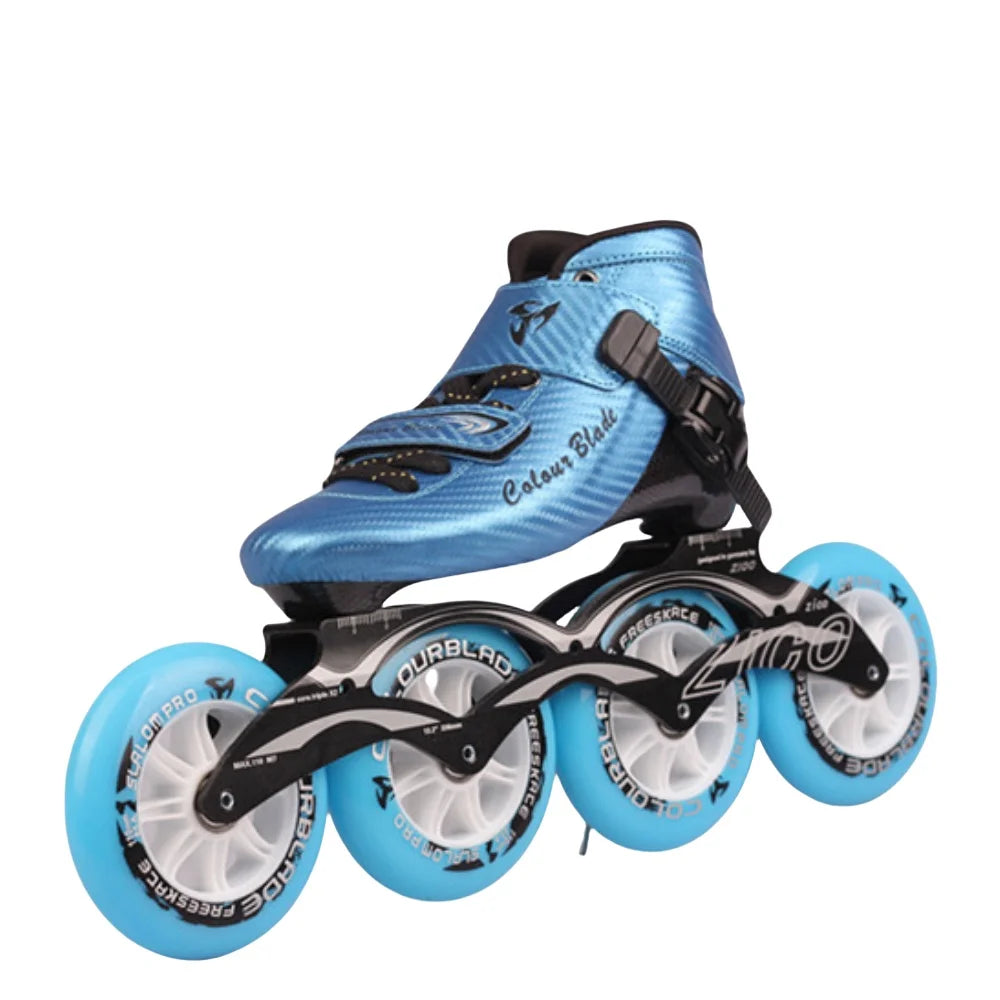 Carbon Fiber Sky Blue/Black/Red Color 4 Wheels Blade Adult Carbon Fiber Professional Inline Skates - High - Speed Racing, Durable PU Wheels for Marathon Outdoor Sports Activities Supplies