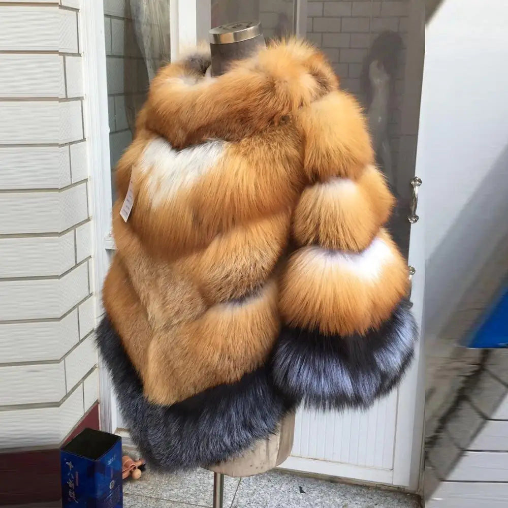 NEW Arrivals 4 Colors Women's Elegant Graceful Winter Women's Real Natural Fox Fur Coat Custom Design Fur Poncho Luxury Shawls Ladies Luxury Apparel Supplies