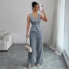 2 PCS Luxury Set 8 Colors S-3XL Summer European American Women's Collarless Spliced Casual Solid Color Sleeveless Skinny Top Quality Vest High-Waisted Long Pants Set Women Clothing Supplies.