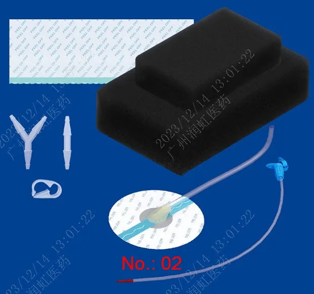 Negative Pressure Wound Dressing Therapy Treatment NPWT Dressing Set Kit Including Black Foam Tubes with Pad Adhesive Film I/Y Connector Injuries Healing Health Care Accessories Medical Supplies