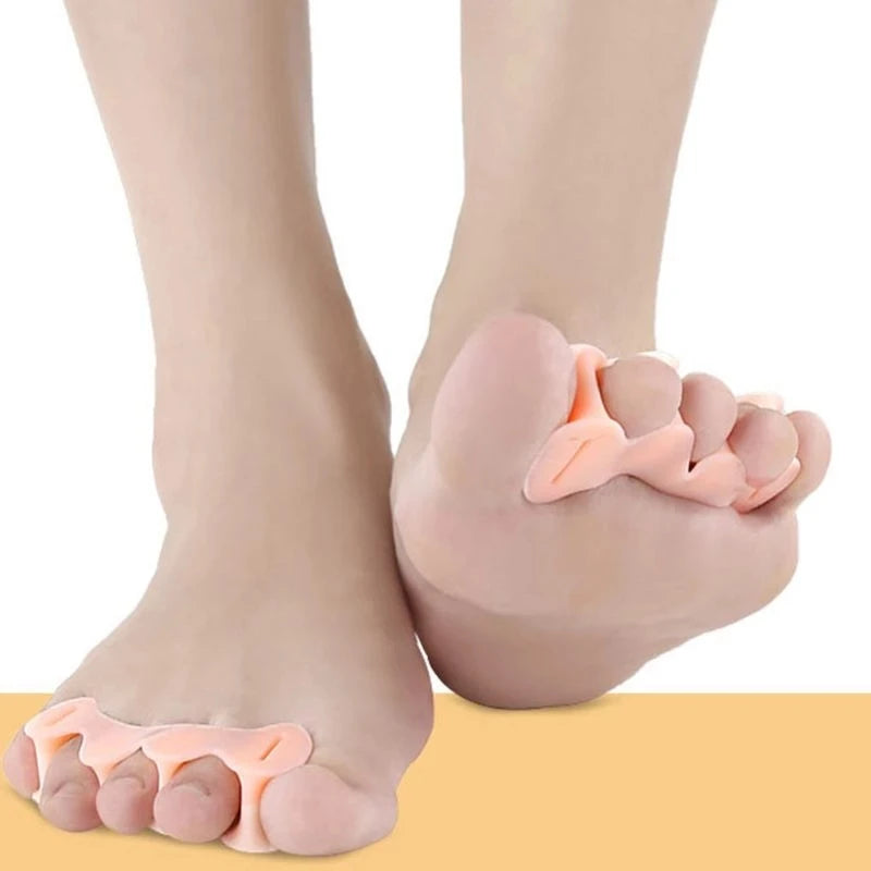 2Pcs=1Pair Hard Silicone Toe Finger Separator 3 Hole Hallux Valgus Orthopedic Spacers Bunion Overlapping Hammer Foot Corrector