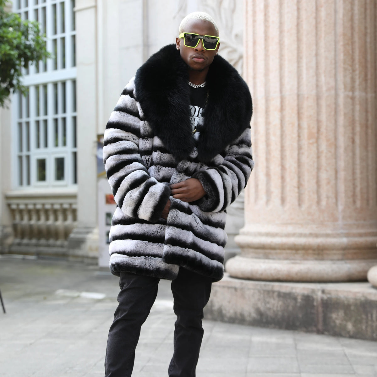 Boutique Gala HOT SALE (Few Units Left) S-4XL Plus Size Winter Warm Original Chinchilla Mink Real Natural Rabbit Fur Jacket Christmas Gift for Husband Lover Boyfriend Luxury Outerwear Coats Gentleman Winter Apparel Supplies