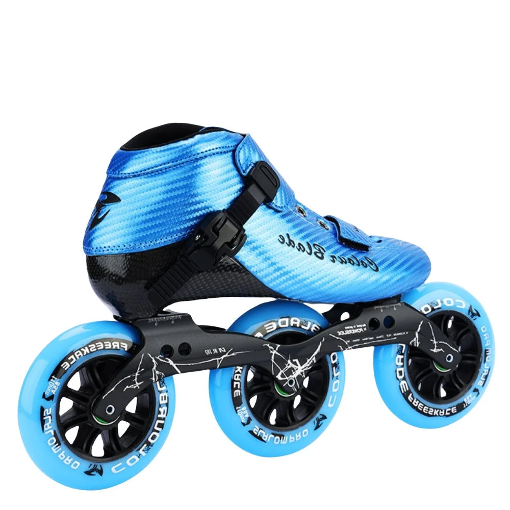 Carbon Fiber Sky Blue/Black/Red Color 4 Wheels Blade Adult Carbon Fiber Professional Inline Skates - High - Speed Racing, Durable PU Wheels for Marathon Outdoor Sports Activities Supplies