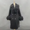 10 Colors Autumn Winter  Wool Cashmere Lady Luxury Coat With Real Natural Soft Fox Fur Collar Wedding Guest Evening Party Ladies Luxury Apparel Supplies