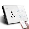 Smart WI-FI 4Gang Black/White Color Socket Touch Switch With 3Pn Electrical Multi Function Wall Mounted with Alexa Voice Google Work Home Lighting Supplies