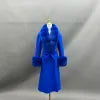 Boutique Gala HOT SALE 15 Colors Cashmere With Natural Real Fox Double Sided Sheep Wool Fur Coat With Real Fox Collar Winter Warm Custom Cashmere Outerwear Coat Evening Business Party Prom Celebrity Clothes
