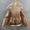 BEST PRICE S-2XL 8 Colors or Custom Color Design Natural Fox Fur Trim Coat Big Real  Fox Fur Collar Hooded Outerwear Jackets Women Sheepskin Leather Shearling Jacket Ladies Luxury Apparel Supplies