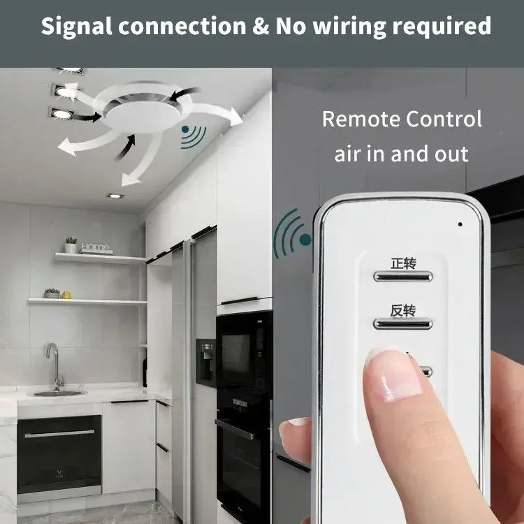 Home Office Quiet Low Noise Waterproof Exhaust Fan Bathroom Toilet Kitchen Ceiling Wall Embedded Smoke Odors Removal Air Duct Ventilation Fan with Remote Control Fresh Air Purifier
