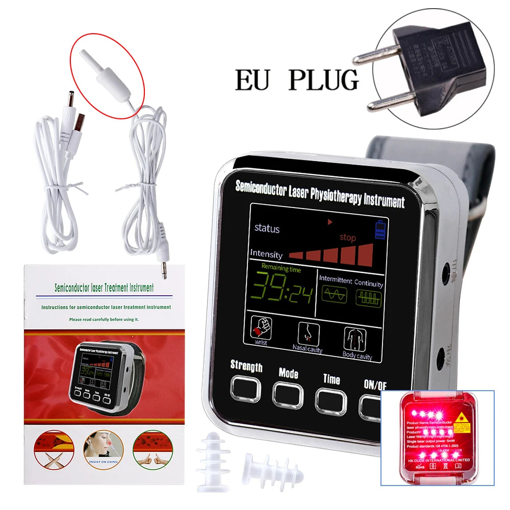 NEW Arrivals Laser Physiotherapy Wrist Diode LLLT For Diabetes Hypertension Rhinitis Multi-Functions Treatment 12 Laser Diabetic Watch Laser Sinusitis Therapy Watch Medical Health Care Supplies