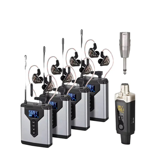 Professional Live Streaming Podcast Wireless UHF XLR Plastic In-Ear Ear Monitor System Bodypack Receiver Transmitter Singing For TikTokers Singers Live Streaming Band Rehearsal Earphones Set