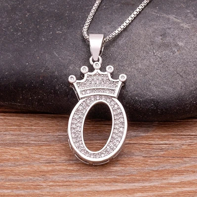 Hot Sale A-Z Letters Crown Pendant Initial Alphabet Necklace For Women Men Accessories Name Jewelry  Party Birthday Gifts