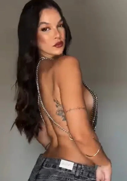 Women Luxury Sequined Crop Tops Sexy Metal Chain Tassel Nightclub Dance Wear Evening Rave Party Burning Outfits Body Chain