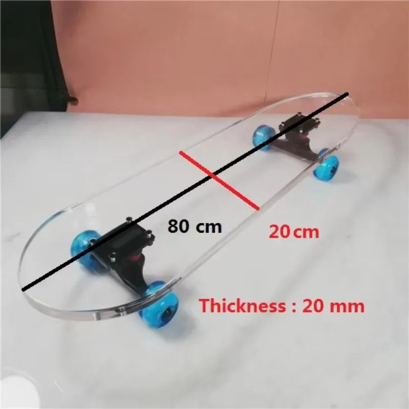 Top Quality Teenagers Transparent Acrylic Surf Skate Board Complete Surf Skateboard Outdoor Sport Activities Supplies