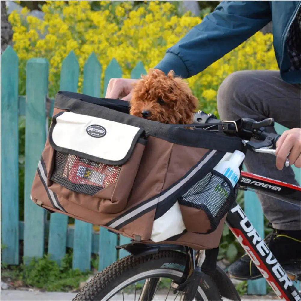 Outdoor Pet Bags Bicycle Dogs Baskets Puppy Cat Car Bike Handlebar Front Basket Small Cat Dog Carrier For Travel Shopping
