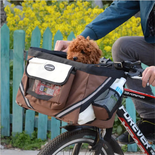 Outdoor Pet Bags Bicycle Dogs Baskets Puppy Cat Car Bike Handlebar Front Basket Small Cat Dog Carrier For Travel Shopping