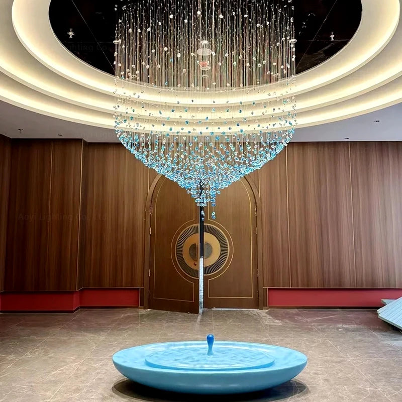 NEW Arrivals Home Villa Staircase Living Room Ceiling Customized Modern Luxury Hotel Bar Lobby Pendant Light Glass Crystal with Adjustable Height Feature