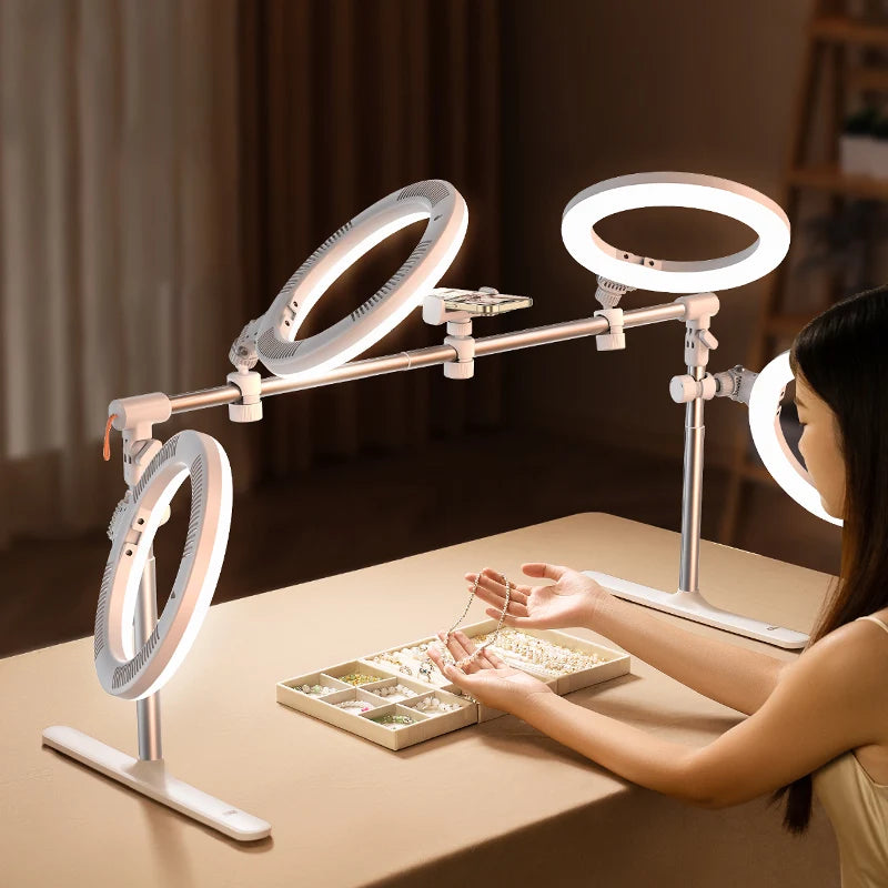 Professional  F5 YouTube/TikTok Fill Light Tablet Mobile Phone Stand-10W 55-92cm Width Foldable Portable Adjustable Color Temp 3000-6500K USB Powered Live Streaming Home Studio Tools Set
