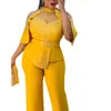 NEW Arrivals 2 Pcs Set 4 Colors African Women Tops and Pants Plus Size Fashion Casual Suit Europe America Suits Elegant Office Lady Clothing for Wedding Guest Birthday Evening Prom Party African Ladies Luxury Apparel Supplies