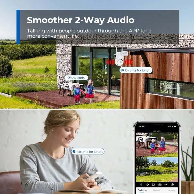 Home Villa Business Store 8MP Ai-Outlook Security Cameras for Home Industrial Use Full 360 Degrees Wireless IP Network Two-Way Audio NVR Data Storage Anti-Theft Security Systems