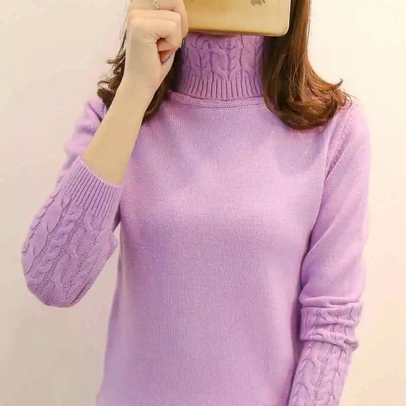 S-XL 4 Colors Women Sweater Turtleneck Pullovers Autumn Winter Sweaters New Arrival Long Sleeves Thick Warm Female Sweater