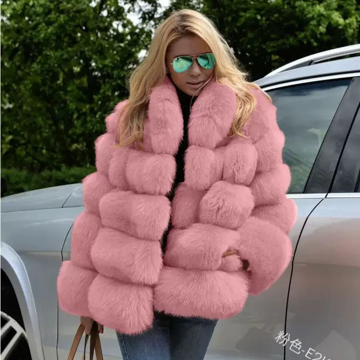 NEW Arrivals 10 Colors S-5XL Plus Size Luxury Fox Fur Winter Outfit Faux Fur Jacket Women Fur Coat Outerwear Jackets Night Clubwear Evening Party Luxury Coats Ladies Winter Apparel Supplies