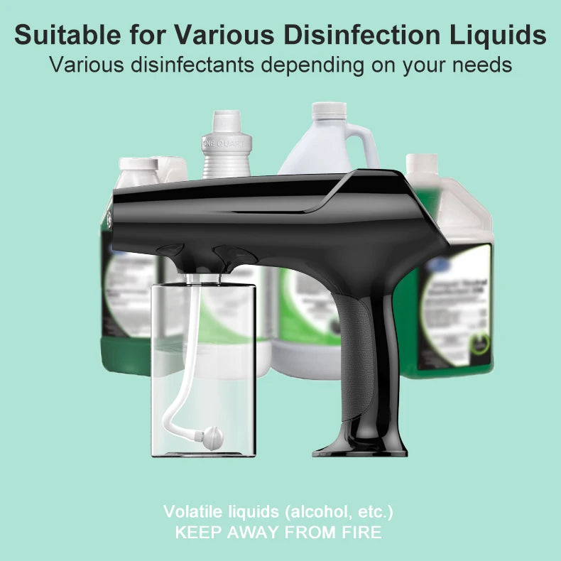 Clothes Bed Bugs Killer Furniture Disinfection Wireless USB Disinfectant Fogger Sanitizer Machine Spray Gun Electrostatic Sprayer Rechargeable with Blue Light Household Cleaning Hygiene Devices