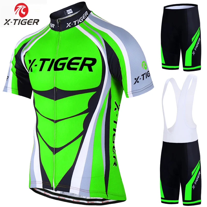 Pro Cycling Jersey set Neon Green MTB Racing Bike Clothes Summer Mountain Bicycle Clothing Cycling Set Cycling Wear