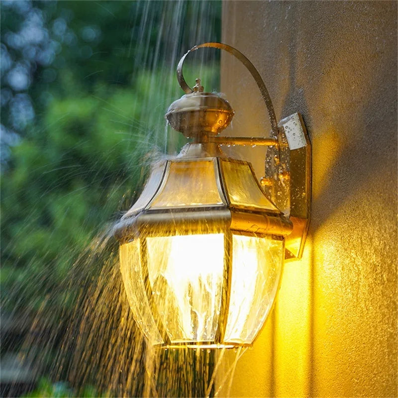 Villa Home Luxury Retro Outdoor Large Brass Wall Lamp 32/37/50cm Waterproof IP65 Sconces LED Lighting for Home Porch Courtyard