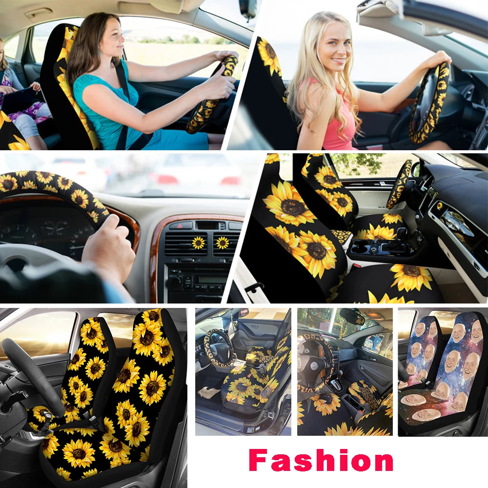 Car Seat Covers LGBT Pride Rainbow Flag Design Breathable Vehicle Seat Covers Print Easy to Install Interior Decor Front Seats