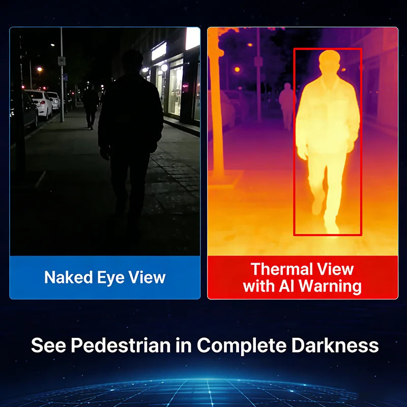HOT SALE Car Truck Front Thermal Night Vision System 7-Inch Monitor AI Pedestrian Detection Distance 100M Blind Spot Alert IP67 Protection 300M Vehicle Detection