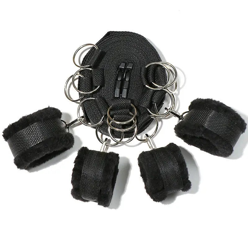 Wife-Husband's Adjustable Bed Restraint Straps Set With Plush Cuffs Reusable Adult Couples Intimate Accessories Fetish Sex Party Tools Set Sex Toys Supplies