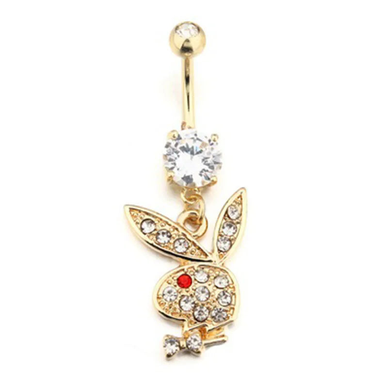 Playboy Bunny Cute Rabbit Belly Button Rings 316L Surgical Steel Piercing Belly Button Rings Navel Piercing Sexy Body Women Girls Jewelry Fashion Accessories Supplies