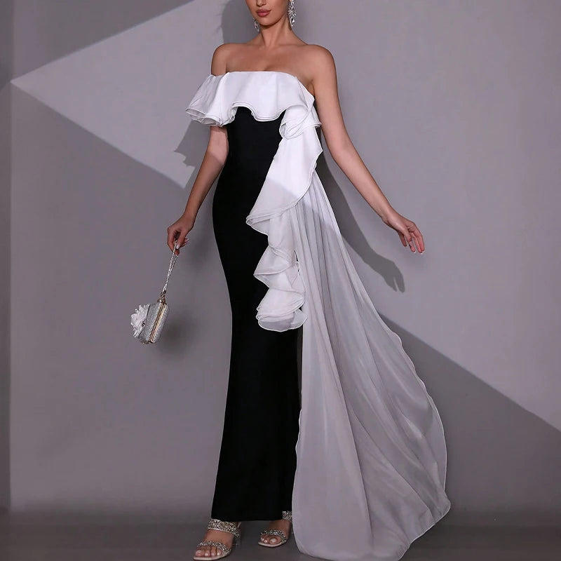 Mother of Bride 5 Colors Women's Sexy Strapless Glamorous Dresses Elegant Off Shoulder Sexy Black Mermaid Maxi Long Evening Party Dress Wedding Evening Prom Night Business Dinner Formal Gowns Ladies Luxury Apparel Supplies