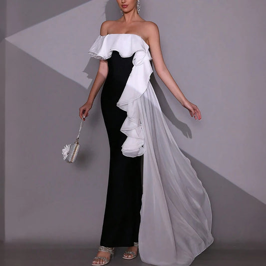 Mother of Bride 5 Colors Women's Sexy Strapless Glamorous Dresses Elegant Off Shoulder Sexy Black Mermaid Maxi Long Evening Party Dress Wedding Evening Prom Night Business Dinner Formal Gowns Ladies Luxury Apparel Supplies