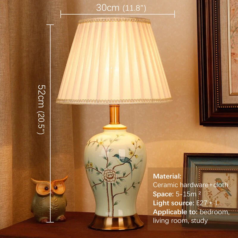 Home Villa Hotel Living Room Bedside Luxury Lampshade 100% Ceramics Contemporary Ceramics Table Lamp American Style Living Room Bedroom Bedside Desk Light Hotel Art Decorative Lighting Accessories.