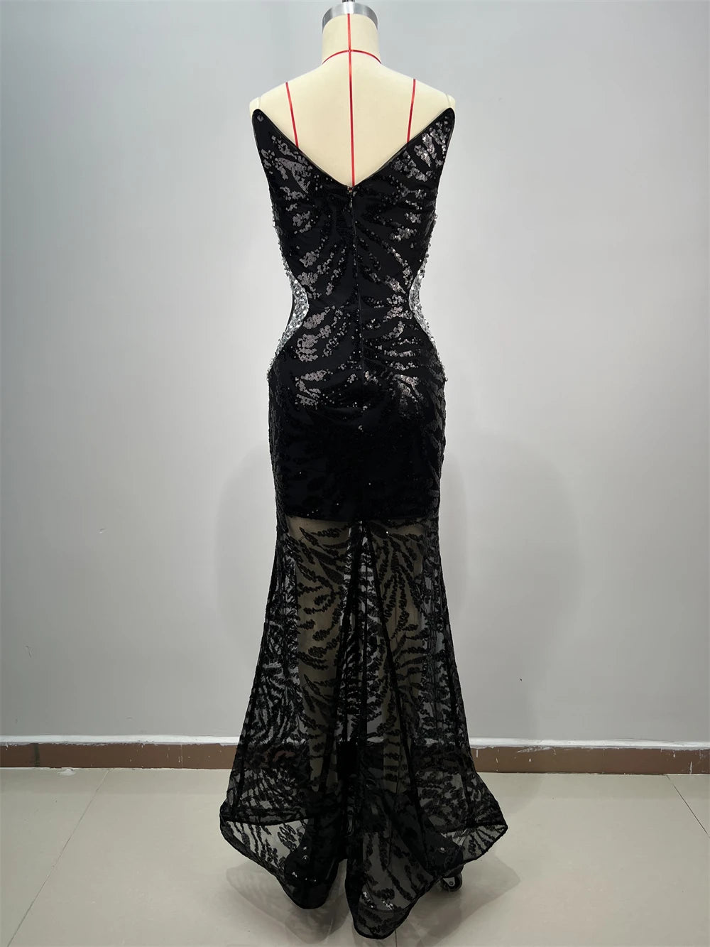 Boutique Gala HOT SALE Women's Top Quality Red Carpet Celebrity Night Club Evening Prom Party Elegant Long Sequins Evening Black Dress Princess Maxi Gown Ladies Luxury Apparel Supplies