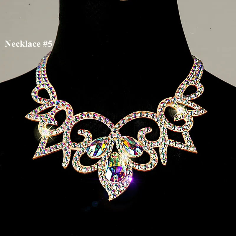 NEW Arrivals 18 Patterns Luxury Belly Dance Sparkle Necklace Jewelry Competition Dancer Accessory Shine Dancing Necklace Stage Performance Costume Egypt Show
