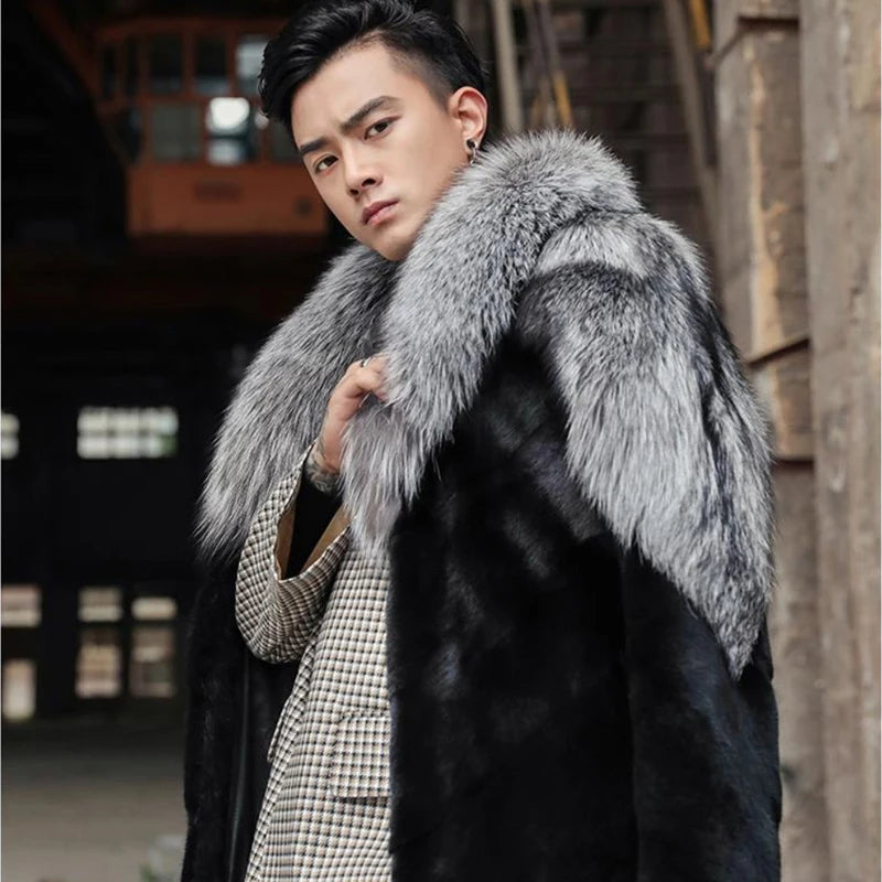 Low-Price Sales are Limited NEW PLUS SIZE S-6XL Luxury Men's Mink Coat Winter Warm Snow Outerwear Evening Nightclub Party Long Trench Coat Fur Husband Boyfriend Lover Gifts Men Male Luxury Fashion Apparel Supplies Clothing Pr