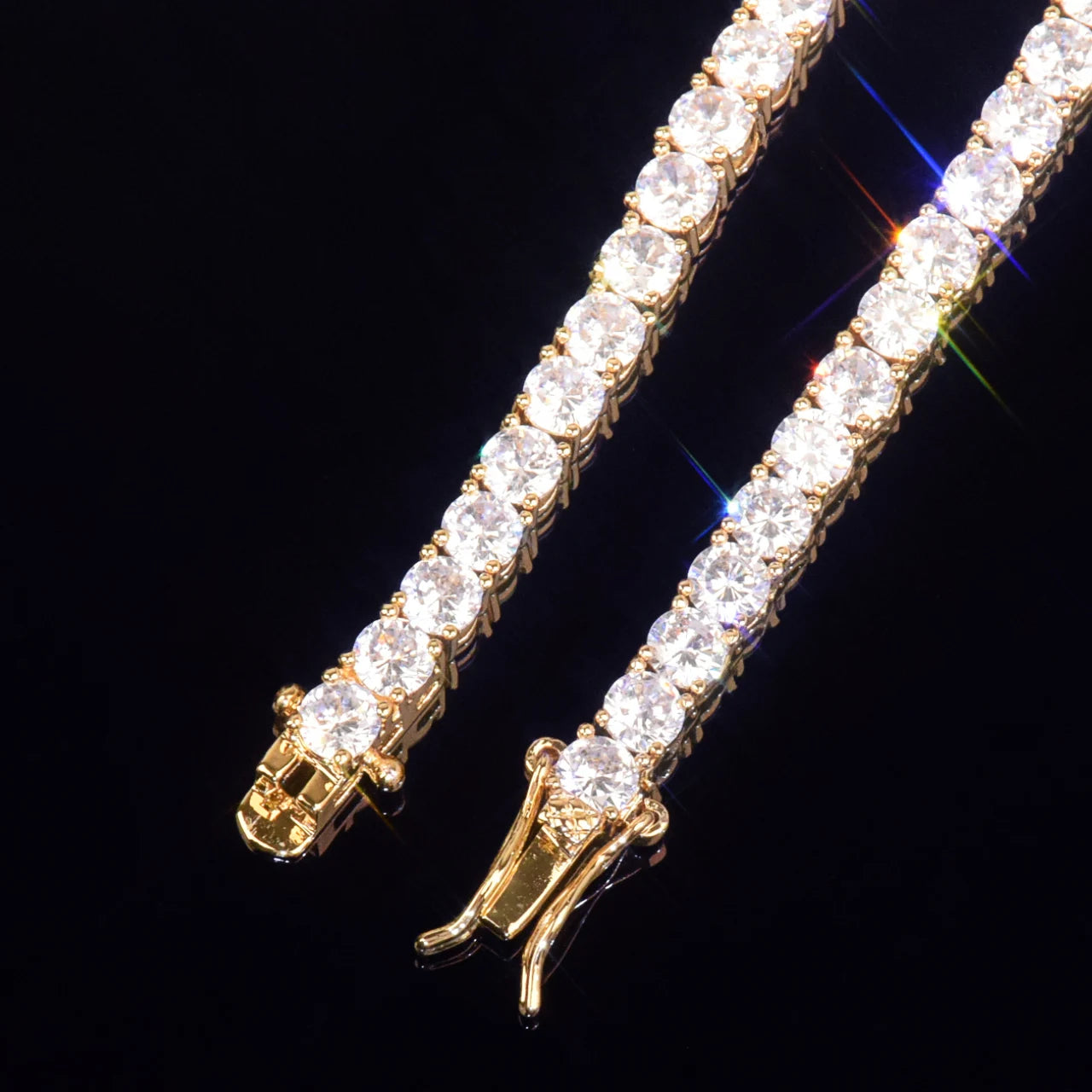Luxury Gold Color Chain 4mm 5mm 6mm One Row Zircon Necklace Link For Men Women Hip Hop Jewelry Accessories