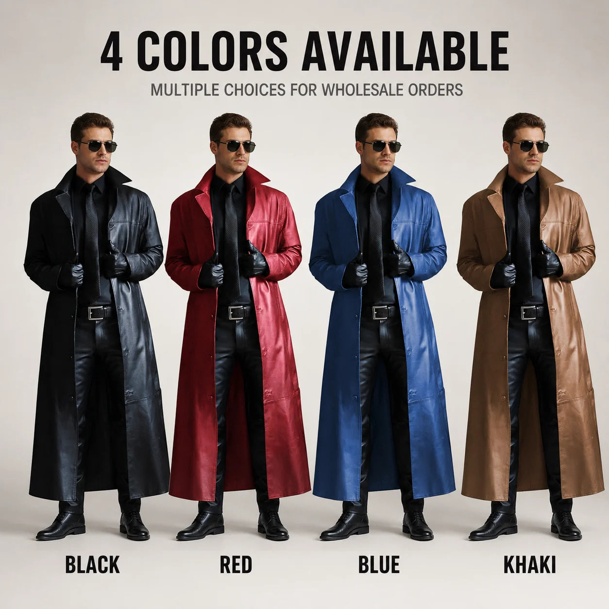 BEST PRICE 4 Colors S-5XL Plus Size Men Top Quality PU Leather Long Coat Slim Fit Trench Outerwear Windproof Single Breasted Turn Down Collar Winter Clothes Christmas Gift for Husband Lover Boyfriend