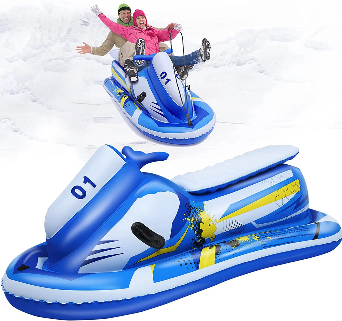 NEW Arrivals Adults Children Fun Gear Strong Foldable Inflatable Snow Sled Tube Snowmobile Heavy Duty Towable Hard Bottom Portable Winter Family Activity Gear Outdoor Winter Sports Supplies