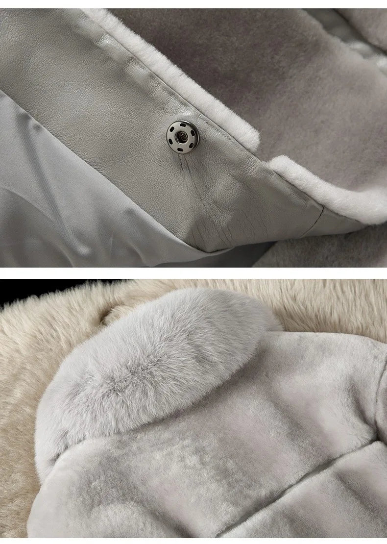 HOT SALE Black/Gray/Red Color S-5XL Plus Size Women's Luxury  Fur Coats Winter Fashion Gray Women Fur Jacket Thick Warm Outerwear Faux Fox Fur Casual Cotton Lining Snow Boots Knitted Ladies Winter Fashion Apparel Supplies