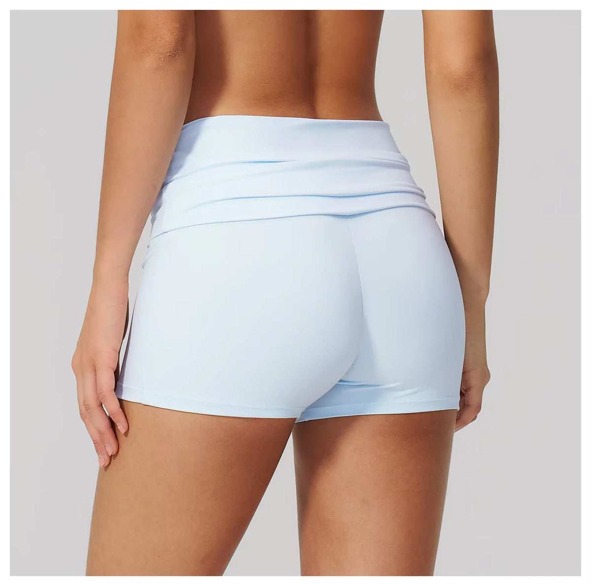 8 Colors Women's Sexy Activewear Fitness Yoga Trendy Stylish Casual Gym Workout Clothing Fold Over Waistband Pants Tummy Control Butt Lifting Yoga Shorts Women Sports Clothing Supplies