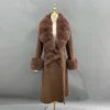 Boutique Gala HOT SALE 15 Colors Cashmere With Natural Real Fox Double Sided Sheep Wool Fur Coat With Real Fox Collar Winter Warm Custom Cashmere Outerwear Coat Evening Business Party Prom Celebrity Clothes