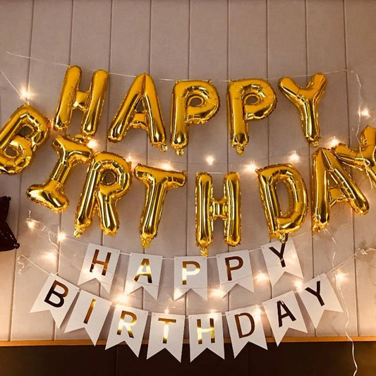 13pcs/set  Happy Birthday Letter Foil Balloons Banner baby shower Party Birthday Cake Decoration Globo Kids Gift Inflatable Ball