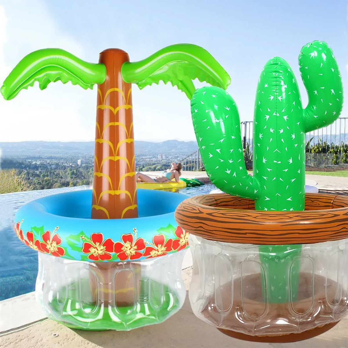 NEW Arrivals Modern Design Inflatable Palm Tree Cooler Blow Up Palm Tree Cooler for Tropical Party Water Pool Beach Decorations Hawaiian Party Beverage Drinkware Summer Barware Party Supplies